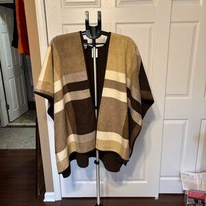 Woolrich Reversible Blanket Wrap - OS - Brown/Beige/Cream Plaid  - Brown Inside